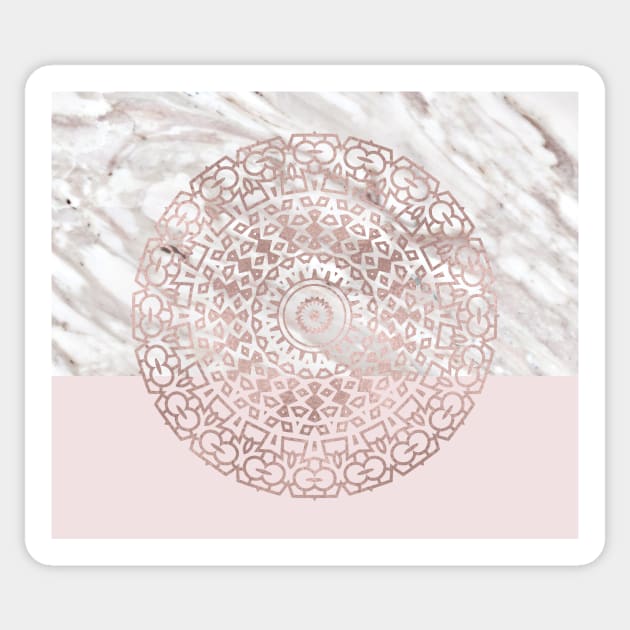 Rose gold mandala - blush pink & marble Sticker by marbleco